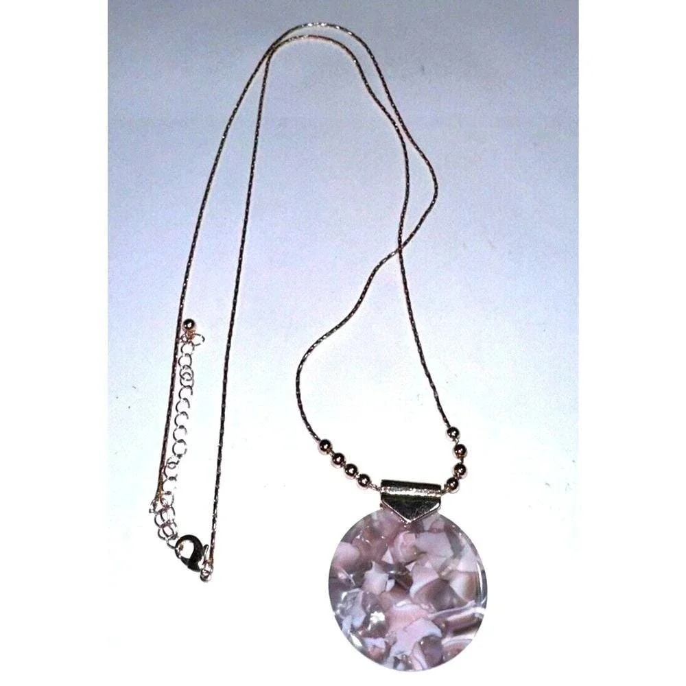 Round Pendant Necklace Fashion‎ Jewelry Silver Tone Chain Necklace